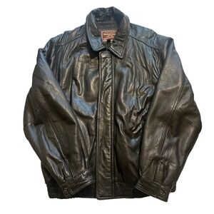 American Classics Jacket Mens XL Black Leather Zip Bomber Outdoor Colebrook